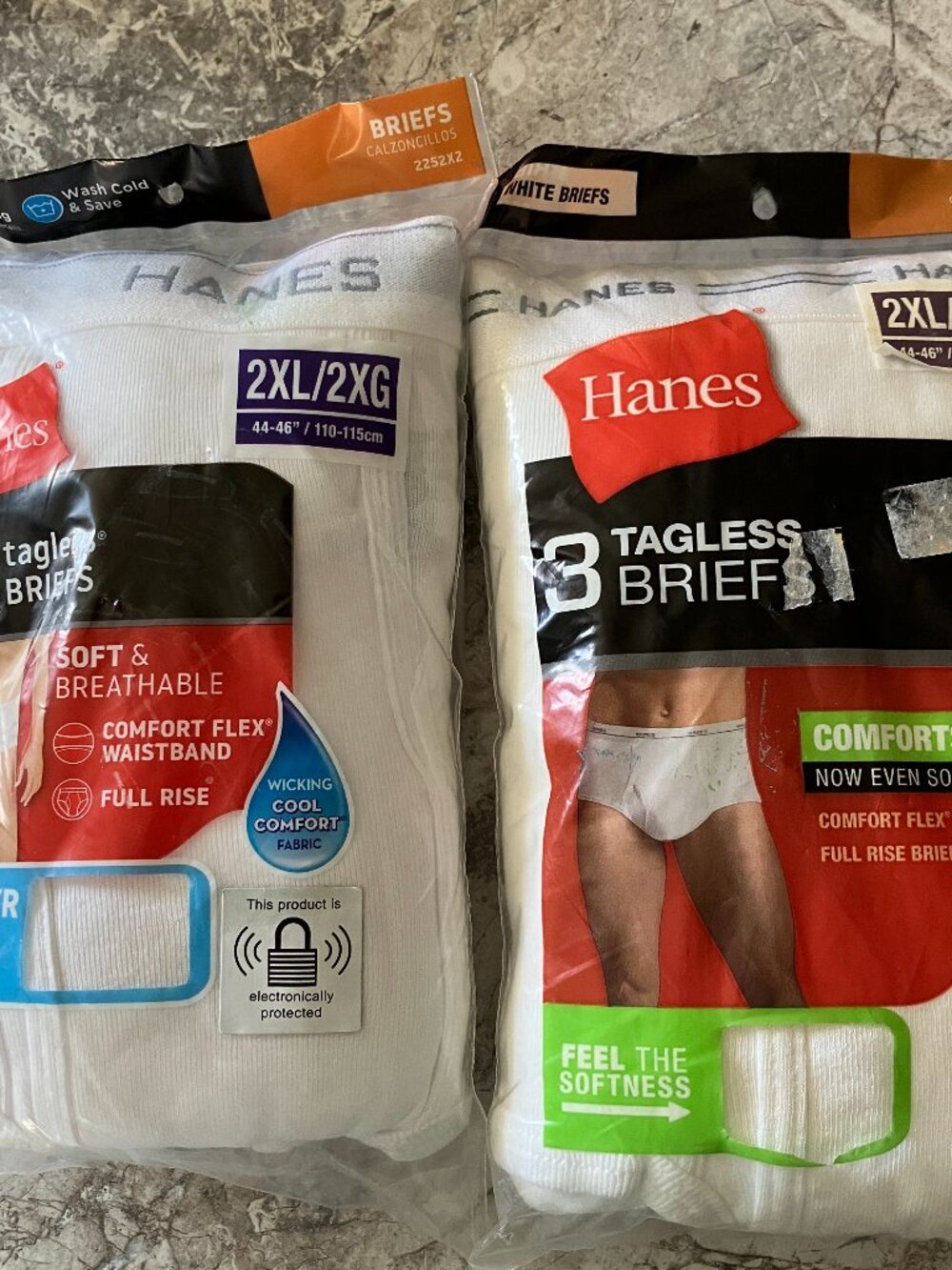 2 Hanes Men's White Briefs with ComfortFlex Waistband 3 Pack 2XL